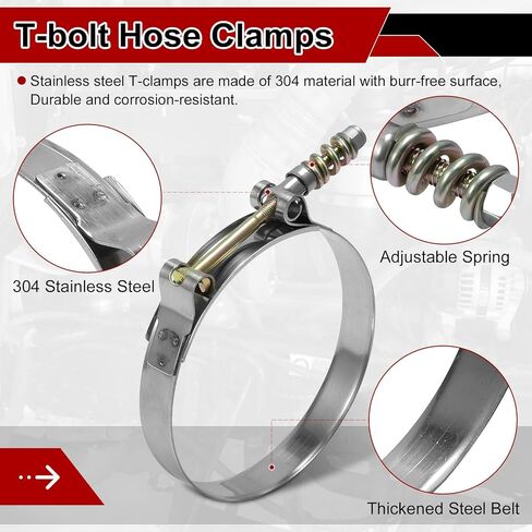 2 PCS Heavy Duty Silicone Intercooler Boot Kit, Turbocharger Intercooler Hose 4" x 6" with T-Bolt Hose Clamps, 5-ply Hose Boot Kit for Semi Trucks (Red) in Saudi Arabia