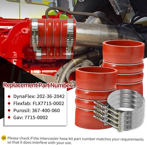 2 PCS Heavy Duty Silicone Intercooler Boot Kit, Turbocharger Intercooler Hose 4" x 6" with T-Bolt Hose Clamps, 5-ply Hose Boot Kit for Semi Trucks (Red) in Saudi Arabia