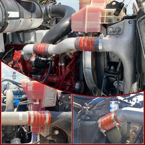 2 PCS Heavy Duty Silicone Intercooler Boot Kit, Turbocharger Intercooler Hose 4" x 6" with T-Bolt Hose Clamps, 5-ply Hose Boot Kit for Semi Trucks (Red) in Saudi Arabia
