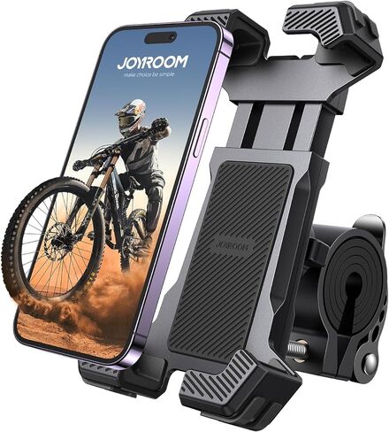 JOYROOM Bike Phone Mount, [1S Locks Phones] Motorcycle Phone Mount with Quick Lock, and Anti-Slip Handlebar Clamp for Bicycle Scooter ATV/UTV, Fit for iPhone 15/14/13/12 Pro Max and All Phones in Kuwait
