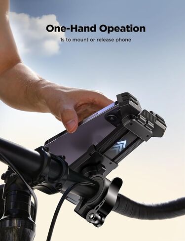 JOYROOM Bike Phone Mount, [1S Locks Phones] Motorcycle Phone Mount with Quick Lock, and Anti-Slip Handlebar Clamp for Bicycle Scooter ATV/UTV, Fit for iPhone 15/14/13/12 Pro Max and All Phones in Kuwait