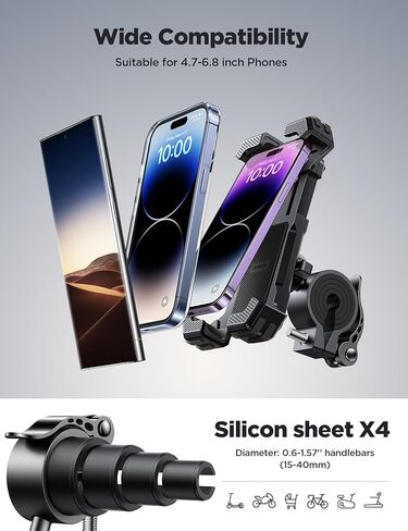 JOYROOM Bike Phone Mount, [1S Locks Phones] Motorcycle Phone Mount with Quick Lock, and Anti-Slip Handlebar Clamp for Bicycle Scooter ATV/UTV, Fit for iPhone 15/14/13/12 Pro Max and All Phones in Kuwait