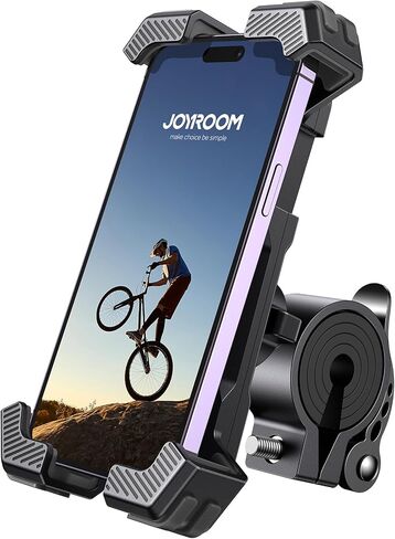 JOYROOM Bike Phone Mount, [1S Locks Phones] Motorcycle Phone Mount with Quick Lock, and Anti-Slip Handlebar Clamp for Bicycle Scooter ATV/UTV, Fit for iPhone 15/14/13/12 Pro Max and All Phones in Kuwait