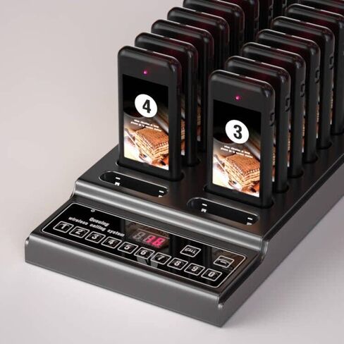Pager System 30 Pagers, Wireless Calling System 30 Coasters Queuing System 3 Calling Modes 12H Standby Low in Kuwait