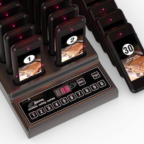 Pager System 30 Pagers, Wireless Calling System 30 Coasters Queuing System 3 Calling Modes 12H Standby Low in Kuwait