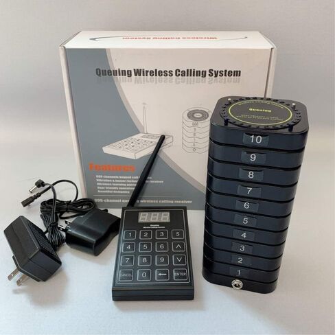 10 Coaster Pagers 1 Keypad Transmitter Wireless Calling System for Servers for Restaurant Church Food Truck Coffee Shop Office Wireless Guest Paging System in Saudi Arabia