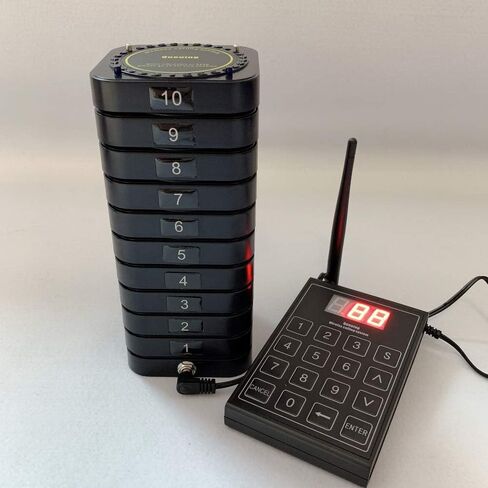 10 Coaster Pagers 1 Keypad Transmitter Wireless Calling System for Servers for Restaurant Church Food Truck Coffee Shop Office Wireless Guest Paging System in Saudi Arabia