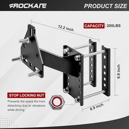 حامل الإطارات الاحتياطية للمقطورة، حامل الإطار الاحتياطي بسعة 200 رطل، تصميم 3 صواميل، ملحقات مقطورة المرافق، تناسب عجلات 4 و5 و6 عجلات على 4 بوصات، 4.5 بوصات، 4.75 بوصات، 5 بوصات، 5.5 بوصات، 6 بوصات أو نمط الترباس 6.5 بوصة in Kuwait