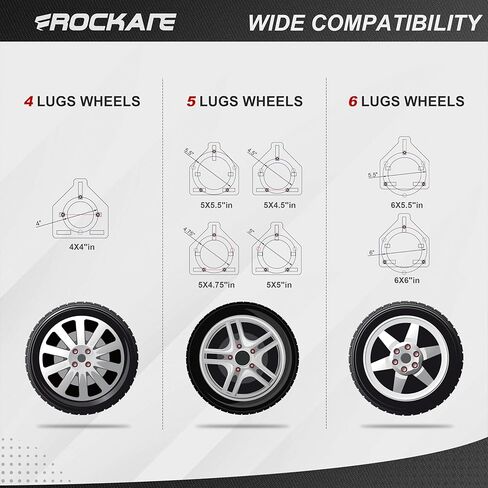 حامل الإطارات الاحتياطية للمقطورة، حامل الإطار الاحتياطي بسعة 200 رطل، تصميم 3 صواميل، ملحقات مقطورة المرافق، تناسب عجلات 4 و5 و6 عجلات على 4 بوصات، 4.5 بوصات، 4.75 بوصات، 5 بوصات، 5.5 بوصات، 6 بوصات أو نمط الترباس 6.5 بوصة in Kuwait