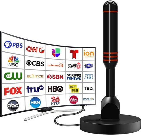 هوائي التلفزيون الرقمي داخلي/خارجي للتلفزيون الذكي HDTV، قاعدة مغناطيسية قوية واستقبال 360 درجة، يدعم قنوات 4K 1080P محلية مجانية سهلة التركيب مع كابل محوري بطول 16 قدم ATMG001 in Saudi Arabia