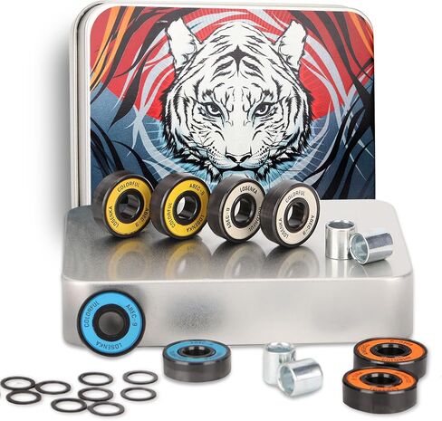 محمل لوح التزلج للوحات الطويلة وألواح التزلج والطرادات مجموعة محامل لوح التزلج عالية الأداء، 608 محمل ABEC-9 مع غسالات وفواصل، (عبوة من 8 قطع) in Kuwait