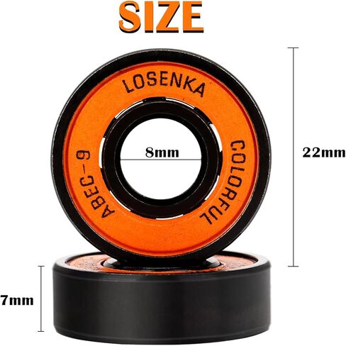 محمل لوح التزلج للوحات الطويلة وألواح التزلج والطرادات مجموعة محامل لوح التزلج عالية الأداء، 608 محمل ABEC-9 مع غسالات وفواصل، (عبوة من 8 قطع) in Kuwait