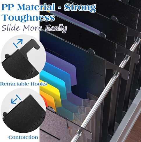 3 عبوات من المجلدات المعلقة مقاس A4، خزانة ملفات ورقية للرسائل، منظم خزانة الملفات، مجلدات بلاستيكية معلقة 7 جيوب، مجلدات مقسمة أكوردية، علامات تبويب متعددة الألوان للمدرسة والمنزل والمكتب in Kuwait