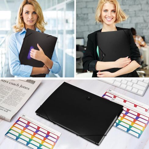 3 عبوات من المجلدات المعلقة مقاس A4، خزانة ملفات ورقية للرسائل، منظم خزانة الملفات، مجلدات بلاستيكية معلقة 7 جيوب، مجلدات مقسمة أكوردية، علامات تبويب متعددة الألوان للمدرسة والمنزل والمكتب in Kuwait