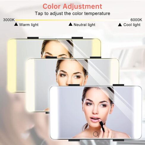 Car Visor Vanity Mirror with Lights, Rechargeable LED Car Makeup Mirror with 3 Color and Brightness Adjustable, Sun-Shading Interior Car Accessories Mirror, Universal for Car Truck SUV in Saudi Arabia