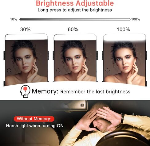 Car Visor Vanity Mirror with Lights, Rechargeable LED Car Makeup Mirror with 3 Color and Brightness Adjustable, Sun-Shading Interior Car Accessories Mirror, Universal for Car Truck SUV in Saudi Arabia