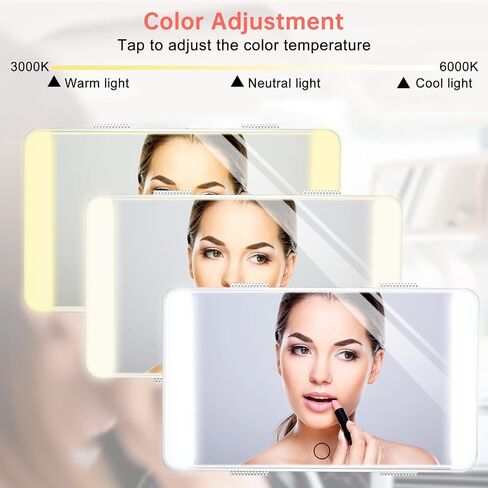 Car Visor Vanity Mirror with Lights, Rechargeable LED Car Makeup Mirror with 3 Color and Brightness Adjustable, Sun-Shading Interior Car Accessories Mirror, Universal for Car Truck SUV in Saudi Arabia