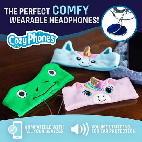 سماعات رأس CozyPhones فوق الأذن - سماعات رأس للأطفال ذات حجم محدود مع مكبرات صوت رفيعة وعصابة رأس قابلة للتمدد فائقة النعومة - يونيكورن وردي in Kuwait