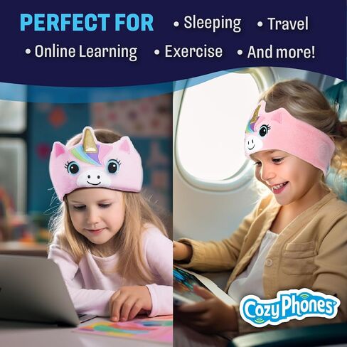 سماعات رأس CozyPhones فوق الأذن - سماعات رأس للأطفال ذات حجم محدود مع مكبرات صوت رفيعة وعصابة رأس قابلة للتمدد فائقة النعومة - يونيكورن وردي in Kuwait