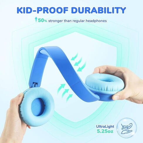 iClever BTH22 Kids Bluetooth Headphones for Toddler Travel, 60H Play Time | SafeSound Tech3.0, Stereo Sound, USB C Fast Charging, AUX Cable, Kids Wireless Headphones for Girls/Boys/Tablet/PC/School in Kuwait