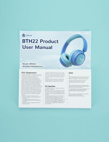 iClever BTH22 Kids Bluetooth Headphones for Toddler Travel, 60H Play Time | SafeSound Tech3.0, Stereo Sound, USB C Fast Charging, AUX Cable, Kids Wireless Headphones for Girls/Boys/Tablet/PC/School in Kuwait