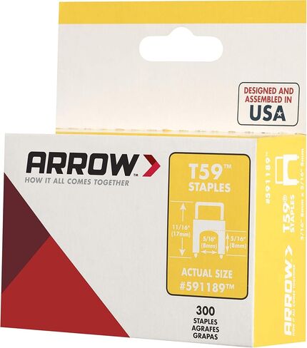 دبابيس معزولة من Arrow 591189 T59، طول الساق 5/16 بوصة، عرض التاج 5/16 بوصة، شفافة، 300 قطعة in Kuwait