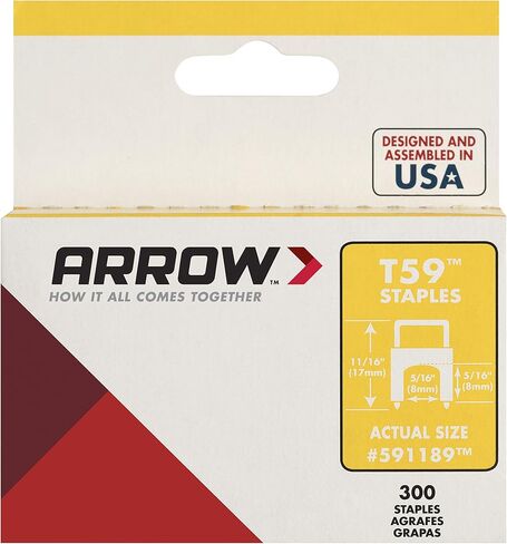 دبابيس معزولة من Arrow 591189 T59، طول الساق 5/16 بوصة، عرض التاج 5/16 بوصة، شفافة، 300 قطعة in Kuwait