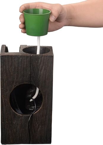 Wood Grain Indoor Fountain Yellow Warm Led Lighting Decorative Soothing Sound Tabletop Fountains with a Small Plastic Pot to Grow The Plant by Yourself(Automatic Watering)(22030) in Saudi Arabia