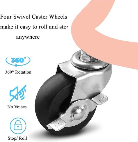 3 Tier Rolling Cart Table Top, Rolling Metal Organization Cart with 3 Cups & 3 Hooks, Multifunctional Storage Shelves with Wheels for Kitchen Living Room Office,Black in Kuwait