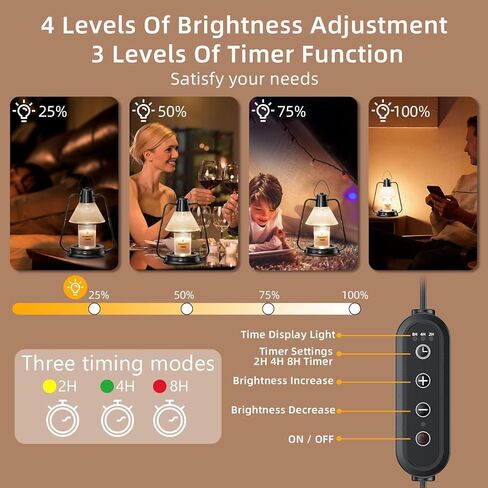 مصباح تسخين الشموع مع مؤقت وخافت، سخان مصباح شمعة كهربائي مع لمبتين، مذيب الشموع، سخان تذوب الشمع للشمع المعطر والشموع المعطرة، هدايا للابنة/الأم/النساء لديكور المنزل في غرفة النوم in Kuwait