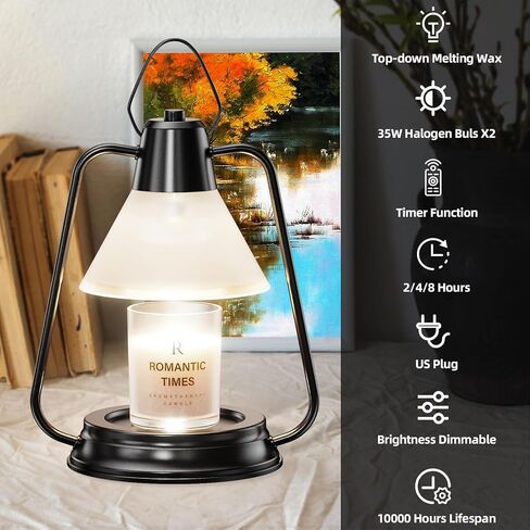 مصباح تسخين الشموع مع مؤقت وخافت، سخان مصباح شمعة كهربائي مع لمبتين، مذيب الشموع، سخان تذوب الشمع للشمع المعطر والشموع المعطرة، هدايا للابنة/الأم/النساء لديكور المنزل في غرفة النوم in Kuwait