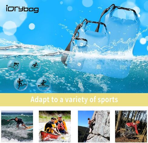 IDRYBAG Clear Dry Bag Waterproof Floating 2L/5L/10L/15L/20L, Lightweight Dry Sack Water Sports, Marine Waterproof Bag Roll Top for Kayaking, Boating, Canoeing, Swimming, Hiking, Camping, Rafting in Saudi Arabia