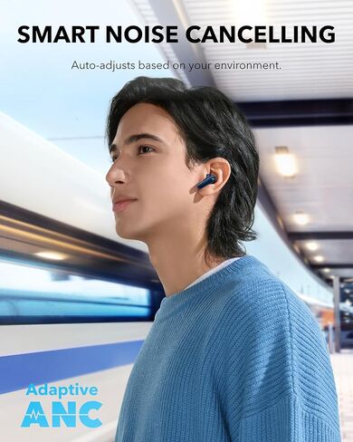 Soundcore P40i من Anker، سماعات أذن لاسلكية لإلغاء الضوضاء، إلغاء الضوضاء التكيفي مع البيئات، صوت جهير ثقيل، وقت تشغيل 60 ساعة، حافظة 2 في 1 وحامل هاتف، IPX5، شحن لاسلكي، بلوتوث 5.3 in Kuwait