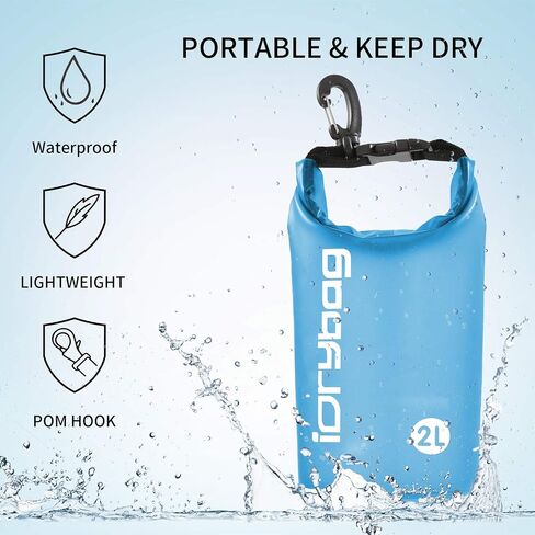 IDRYBAG Clear Dry Bag Waterproof Floating 2L/5L/10L/15L/20L, Lightweight Dry Sack Water Sports, Marine Waterproof Bag Roll Top for Kayaking, Boating, Canoeing, Swimming, Hiking, Camping, Rafting in Saudi Arabia