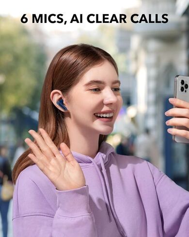 Soundcore P40i من Anker، سماعات أذن لاسلكية لإلغاء الضوضاء، إلغاء الضوضاء التكيفي مع البيئات، صوت جهير ثقيل، وقت تشغيل 60 ساعة، حافظة 2 في 1 وحامل هاتف، IPX5، شحن لاسلكي، بلوتوث 5.3 in Kuwait