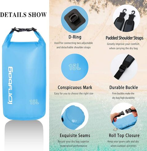IDRYBAG Clear Dry Bag Waterproof Floating 2L/5L/10L/15L/20L, Lightweight Dry Sack Water Sports, Marine Waterproof Bag Roll Top for Kayaking, Boating, Canoeing, Swimming, Hiking, Camping, Rafting in Saudi Arabia