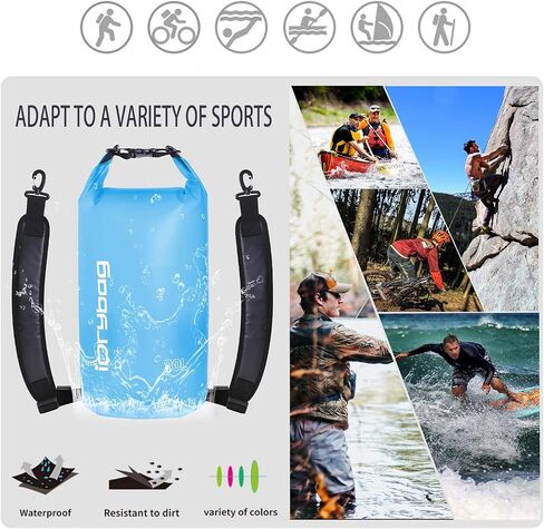 IDRYBAG Clear Dry Bag Waterproof Floating 2L/5L/10L/15L/20L, Lightweight Dry Sack Water Sports, Marine Waterproof Bag Roll Top for Kayaking, Boating, Canoeing, Swimming, Hiking, Camping, Rafting in Saudi Arabia