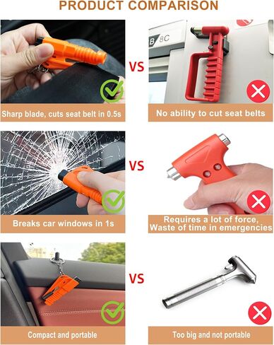4 PCS Window Breaker Seatbelt Cutter, Window Breaker, Car Window Breaker Tool, 3-in-1 Glass Breaker Seatbelt Cutter and Rescue Whistle in Saudi Arabia