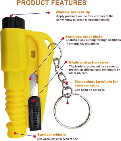 4 PCS Window Breaker Seatbelt Cutter, Window Breaker, Car Window Breaker Tool, 3-in-1 Glass Breaker Seatbelt Cutter and Rescue Whistle in Saudi Arabia