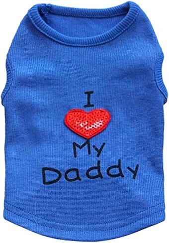 أنا أحب أمي الأم أبي الأب كلب صغير قميص الأم قميص جرو تي شيرت الكلاب الصغيرة الأب الملابس in Kuwait