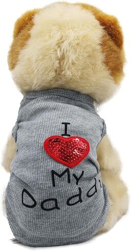 أنا أحب أمي الأم أبي الأب كلب صغير قميص الأم قميص جرو تي شيرت الكلاب الصغيرة الأب الملابس in Kuwait