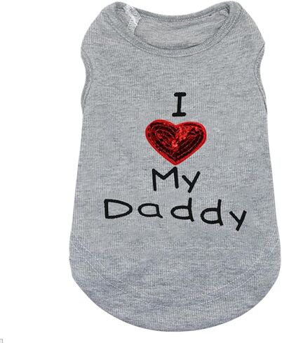 أنا أحب أمي الأم أبي الأب كلب صغير قميص الأم قميص جرو تي شيرت الكلاب الصغيرة الأب الملابس in Kuwait