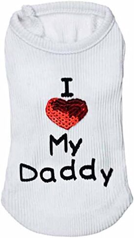 أنا أحب أمي الأم أبي الأب كلب صغير قميص الأم قميص جرو تي شيرت الكلاب الصغيرة الأب الملابس in Kuwait