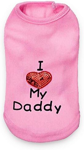 أنا أحب أمي الأم أبي الأب كلب صغير قميص الأم قميص جرو تي شيرت الكلاب الصغيرة الأب الملابس in Kuwait