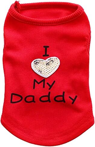 أنا أحب أمي الأم أبي الأب كلب صغير قميص الأم قميص جرو تي شيرت الكلاب الصغيرة الأب الملابس in Kuwait