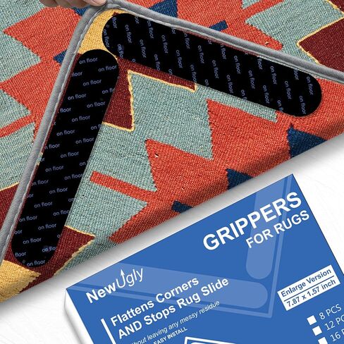 Rug Tapes, Non Slip Rug Pads Grippers for Hardwood Floors, Reusable Washable Grippers for Area Rugs, Rug Stoppers Make Corner Flat, Grips Carpet Corners (4 Pcs) in Saudi Arabia