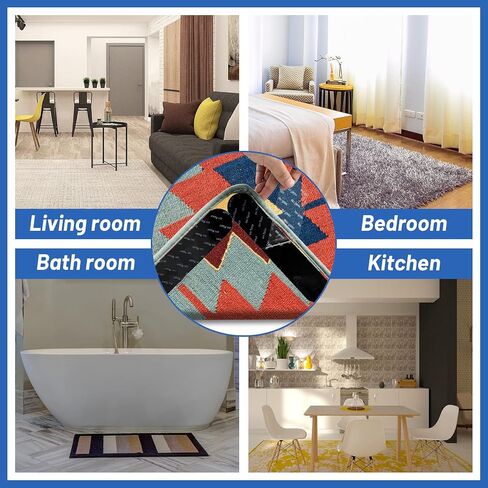 Rug Tapes, Non Slip Rug Pads Grippers for Hardwood Floors, Reusable Washable Grippers for Area Rugs, Rug Stoppers Make Corner Flat, Grips Carpet Corners (4 Pcs) in Saudi Arabia
