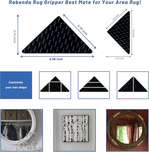 Rug Tapes, Non Slip Rug Pads Grippers for Hardwood Floors, Reusable Washable Grippers for Area Rugs, Rug Stoppers Make Corner Flat, Grips Carpet Corners (4 Pcs) in Saudi Arabia