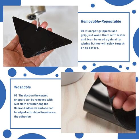 Rug Tapes, Non Slip Rug Pads Grippers for Hardwood Floors, Reusable Washable Grippers for Area Rugs, Rug Stoppers Make Corner Flat, Grips Carpet Corners (4 Pcs) in Saudi Arabia