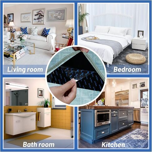 Rug Tapes, Non Slip Rug Pads Grippers for Hardwood Floors, Reusable Washable Grippers for Area Rugs, Rug Stoppers Make Corner Flat, Grips Carpet Corners (4 Pcs) in Saudi Arabia